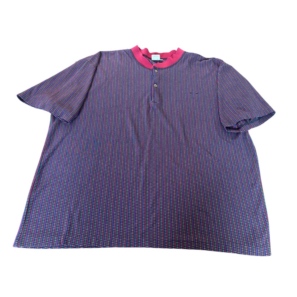 Vintage Barco Men XXL Knit Henley 90s Coogi Style Multi Color jacquard-style